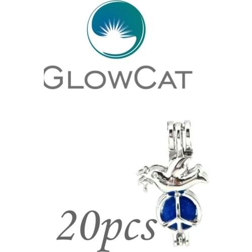 20x KK627 Silver Pigeon Peace Sign Beads Stones Cage Essential Oil Diffuser Oyster Pearl Cage Locket Pendant Jewelry Making