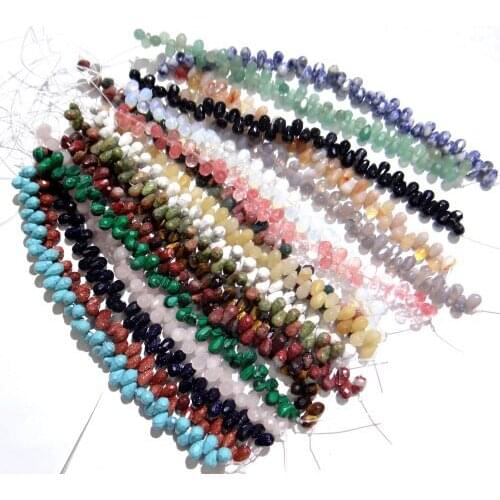6*9mm Natural stone tiger eye Turquoises Quartz crystal Teardrop beads for Diy Jewelry Making Bracelet Necklace Accessories44pcs