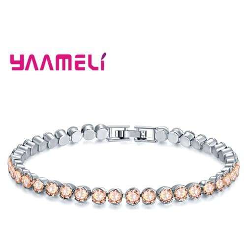 925 Sterling Silver AAA+ Elegant Square CZ Zircon Tennis Charm Bracelets & Bangles 7 Colour Wedding Jewelry Big Promotion