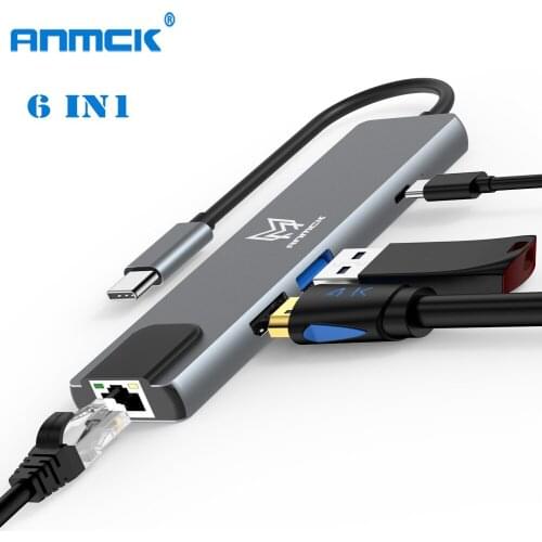 USB 3.0 Hub Type-C Docking Station 4K@ 30HZ HDMI Splitter PD 60W Port USB 3.0 HUB Adapter For PC MacBook Air Laptops USB C Hub