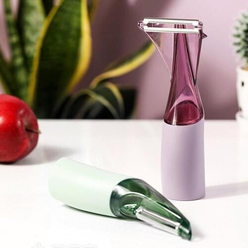 Household Stainless Steel Fruits Peeler with Container Carrot Slicer Dining Kitchen Gadget