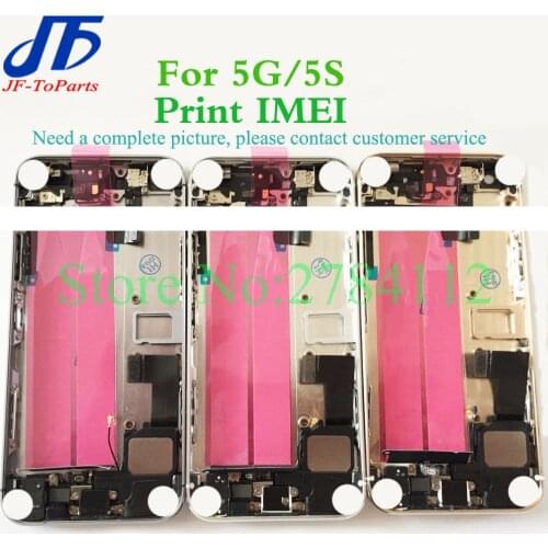 10Pcs For iphone 5 5G 5S Back Full Housing Battery Rear Door Cover Middle Frame Chassis with Flex Cable Parts Assembly