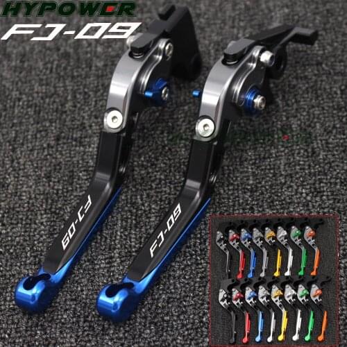 For Yamaha FJ-09 FJ09 Tracer 2015-2018 Laser Logo(FJ-09) Blue+Titanium CNC Folding Extendable Motorcycle Brake Clutch Levers