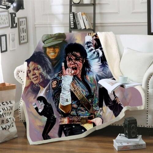 Michael Jackson 3d printed fleece blanket for Beds Hiking Picnic Thick Quilt Fashionable Bedspread Sherpa Throw Blanket style-9