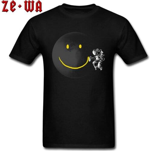 Make A Smile T Shirt Man T-shirts Astronaut Print Tshirts Tops Tees Slim Fit Novelty Custom Streetwear 100% Cotton Wholesale