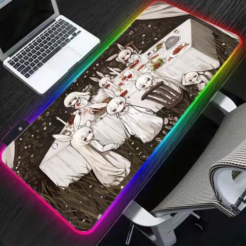 Anime cute rabbit office gaming accessories desk mat RGB mouse pad natural rubber folding game pad waterproof for PC players xl