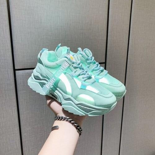 New Sneakers Breathable Mesh Casual Shoes Women Female Thick Bottom Shoes for Women Outdoor Student Shoes Macaron Color