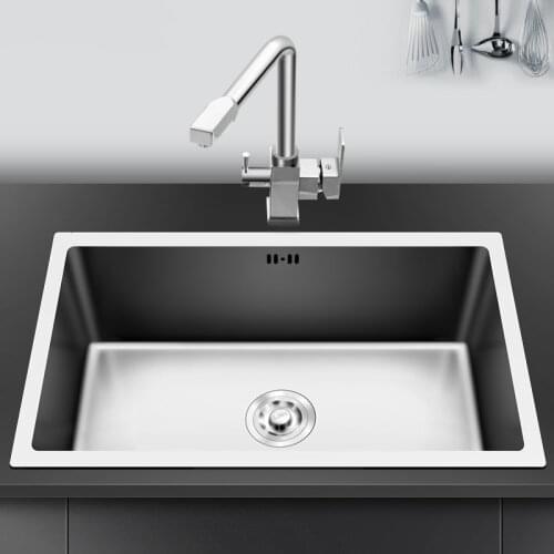 Kitchen sink 304 stainless steel single bowl Drawing drainer welding sinks big wash dishes undermount Handmade brushed seamless