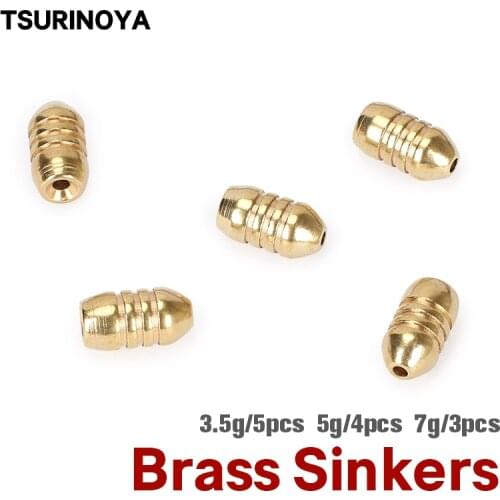 TSURINOYA Brass Sinkers 3.5g 5g 7g Fishing Bullet Weights Fishing Lure Soft Bait Texas Rig Slip Drop Sinkers Fishing Accessories