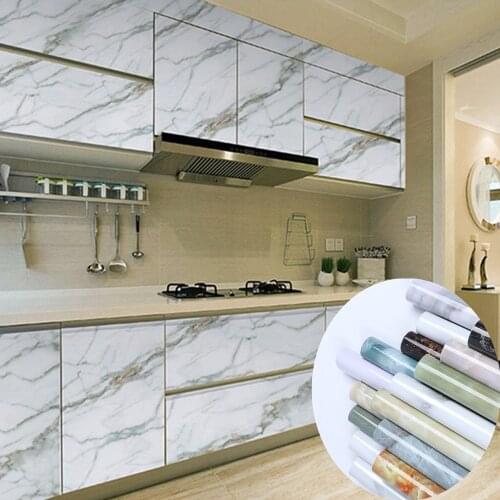 Furniture Renovation Stickers PVC Marble Pattern DIY Decorative Film Waterproof Adhesive Wallpaper Kitchen Cabinet Desktop Cover