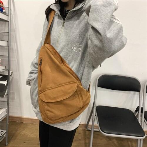 Trendy Womens Canvas Crossbody Bags Large Capacity Girls Backpack College Student messenger School Bags New Simple Shoulder Bag