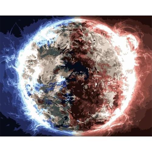 Painting By Numbers DIY Dropshipping 40x50 60x75cm Mysterious ice fire planet Scenery Canvas Wedding Decoration Art picture Gift