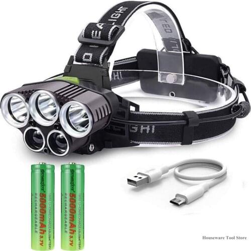 250000LM 5X T6 LED Headlamp USB Rechargeable Head Light Flashlight Torch Lamp USA 5 Modes New Arrival Head Lighting Outdoor lamp