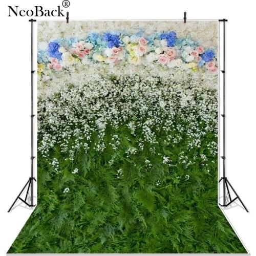 NeoBack Vinyl Photography Background Romantic Flowers Green Champagne Drapes Wedding Backgrounds Photo Studio Backdrops P4114