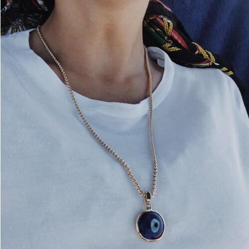 GULCE DERELI, LARGE EVIL EYE CHARM, AMULET, CHARM NECKLACE, CHAIN NECKLACE, NEW SEASON NECKLACE, GIFT BOX, GOLD/SILVER PLATED