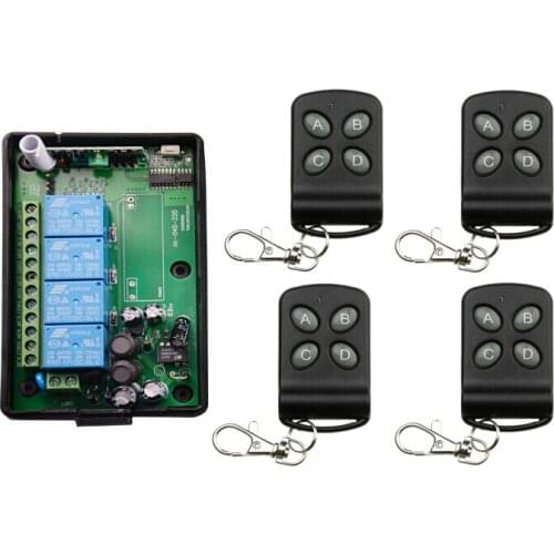 AC 220v 4 CH RF Wireless Remote Control switch 1 Receiver +4 transmitter electric door/window 433mhz