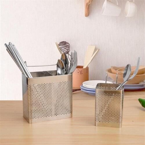Stainless Steel Hanging Drainer Cutlery Holder Spoon Fork Knife Storage Rack Chopsticks Basket Kitchen Cooking Tools Organizer