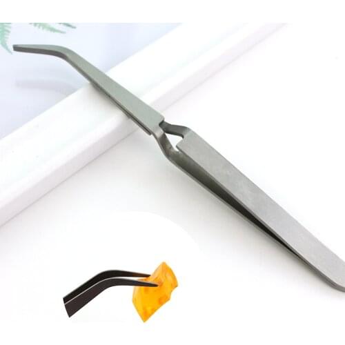 Professional Silver Slanted Angled Eyebrow Trimmer False Eyelash Tweezers Rhinestone Eyelash Extension Cosmetics Tools