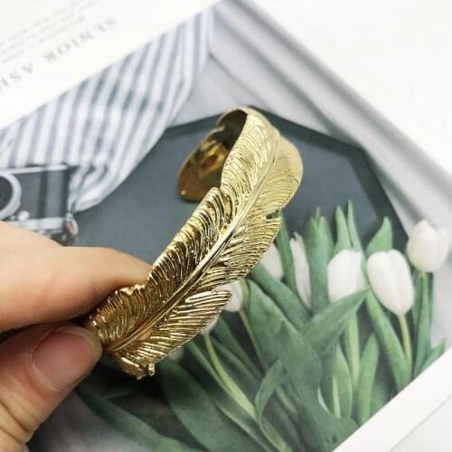 Feather Copper Material Adjusted Bangle Punk Styles Jewelry For Women