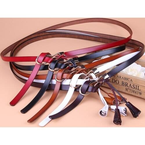 Genuine Leather Belt Womens New Fashion Lacquered Womens Belt Decoration Ladies Belt Thin Alloy Buckle Cowhide Belt Width