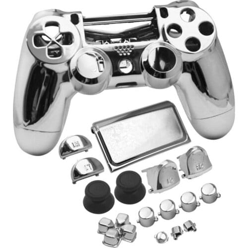 Silver PS4 Pro Full Set Housing Shell buttons Cover Plating Chrome Case For PlayStation 4 Pro 4.0 New Controller JDS040 JDM040