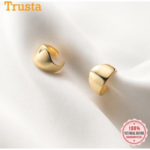 TrustDavis Real 925 Sterling Silver Fashion Smooth Surface Clip Earrings For Women Wedding Birthday Present Fine Jewelry DB518
