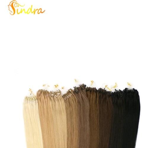 Sindra Straight Loop Micro Ring Hair 100% Human Micro Links Remy Hair Extension 14"-24" 50g 100g/Pack