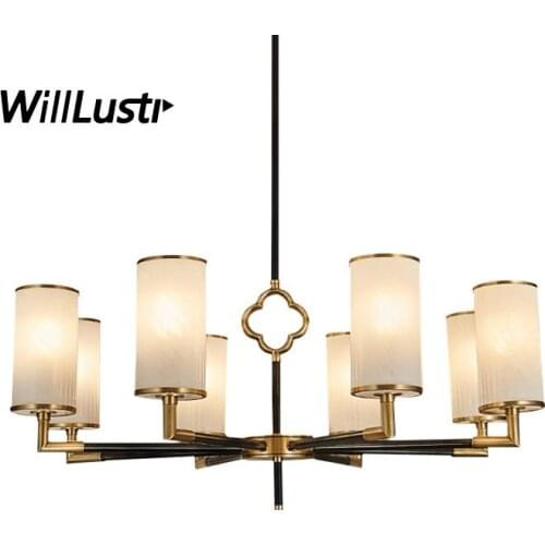 Modern Copper Pendant Lamp Creative Chinese Knot Glass Suspension Light Hotel Cafe Bar Living Dinning Bedroom Hanging Lighting