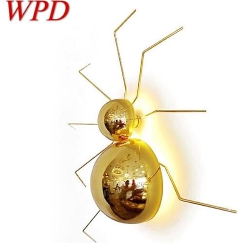 WPD Modern LED Wall Lamps Fixture Golden Spider Creative Decorative Sconces For Home Bedroom Living Room Dining Room Children