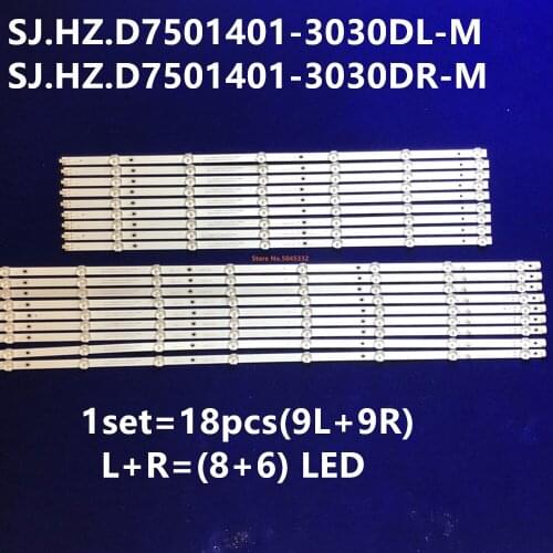 LED backlight strip for 75"TV SJ.HZ.D7501401-3030DL-M SJ.HZ.D7501401-3030DR-M 1.14.MD750004\5 18PCS/SET
