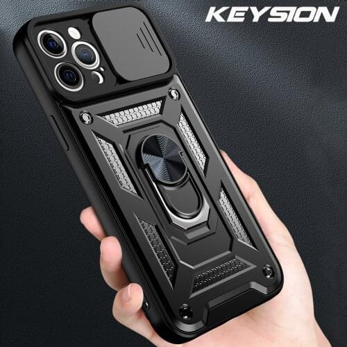 KEYSION Shockproof Case for iPhone 12 Pro Max 11 X XS XR Push Pull Camera Protection Phone Cover for iPhone SE 2020 8 7 6s Plus