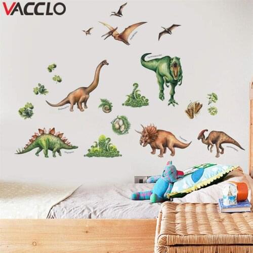 Vacclo Dinosaur World Plants DIY Childrens Room Kindergarten Background Wall Decor Stickers DIY Self-adhesive Murals Decals