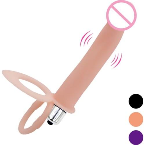 Double Penetration Vibrator Penis Strapon Dildo Vibrating Strap On Penis Anal Plug for Man, Adult Sex Toys for Beginner