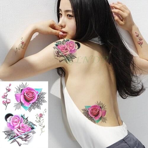 Waterproof Temporary Tattoo Sticker Rose Flower Fake Tatto body art Flash Tatoo Large size Tatouage Leg Arm for Women Men girl