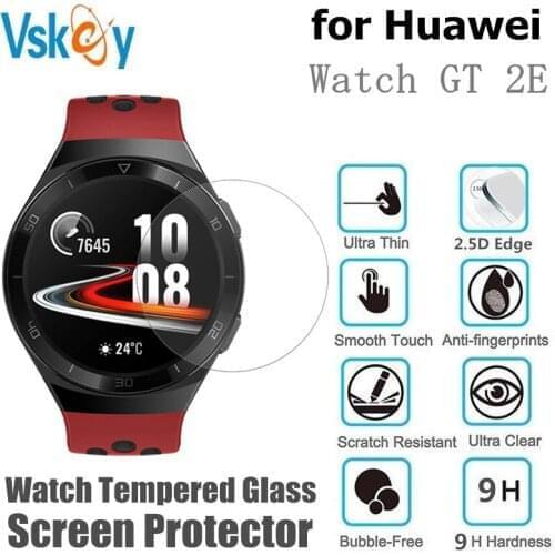 VSKEY 100PCS Tempered Glass for Huawei Watch GT 2E Screen Protector Round Smart Wrist Watch Anti-Scratch Protective Film