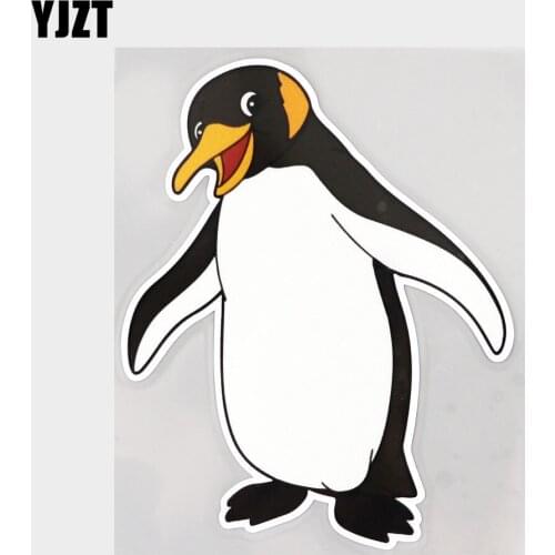 YJZT 10.7CM×13.6CM Smiling Lovely Penguin Waterproof Decal PVC Car Sticker 11C-0319