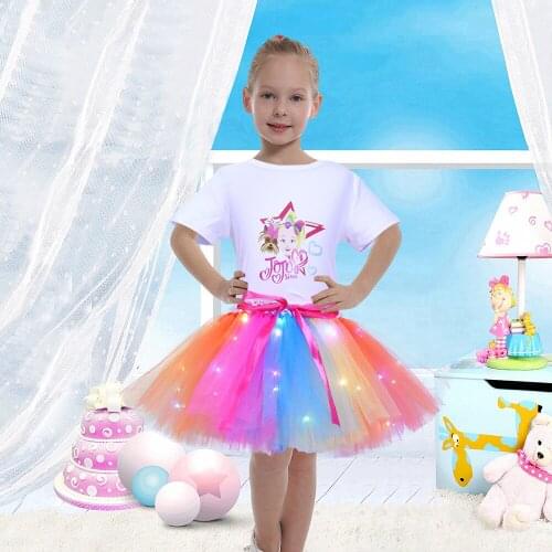 Super Star Girls Tutu Skirt Summer Kids Clothes for Girl LED Light Dresses Princess Baby Birthday Prom Dress Christmas Costume