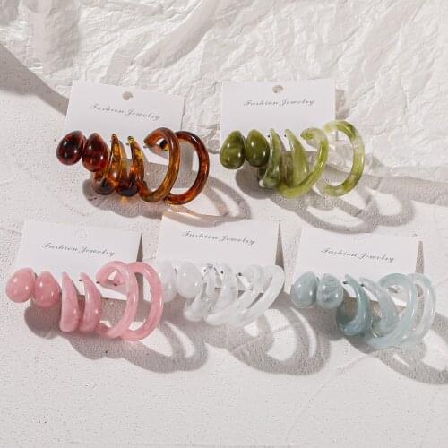 3Pairs New Vintage Acrylic Hoop Earrings For Women Fashion Boucle d'oreille Acetate sheet Jewelry New