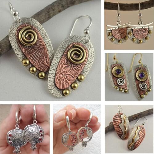 2020 New Bohemian Earrings For Women Flower Leaf Grain Creative Lady Dangle Vintage Earings Fashion Jewelry Best Gift