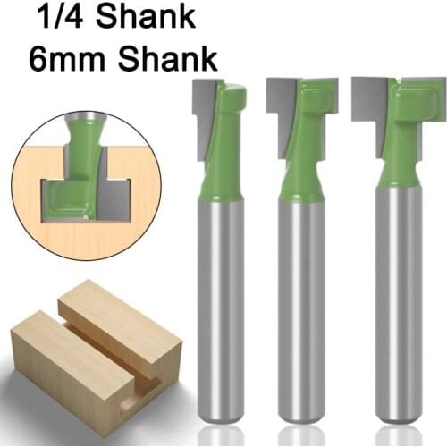 1Pcs 1/4" 6mm Shank T-Slot Cutter Router Bit Hex Bolt Bits For Wood Woodworking Key Hole Slotting Trimming Milling Cutter Tool