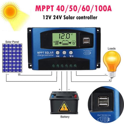 100A MPPT Solar Panel Regulator Charge Controller 12V/24V Auto Focus Tracking