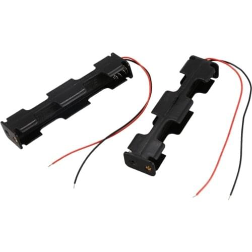 4 x AA Batteries Back To Back Holder Storage Box Double-sided 4 Slots AA Battery Holder Plastic Case with Wire Leads