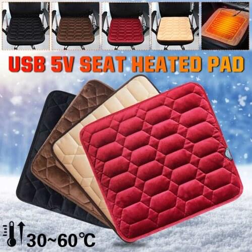 45x45cm Heated Car Seat Cushion Non-Slip Seat Heated Pad USB/Car Charging Heating Pad Warmer Office Chair Cushion Heater