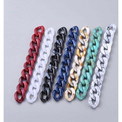5 Strand Mixed Color Acrylic Unwelded Curb Chains for jewelry making bracelet necklace 39.37''(100cm);Link:29x21x6mm; 1m/strand