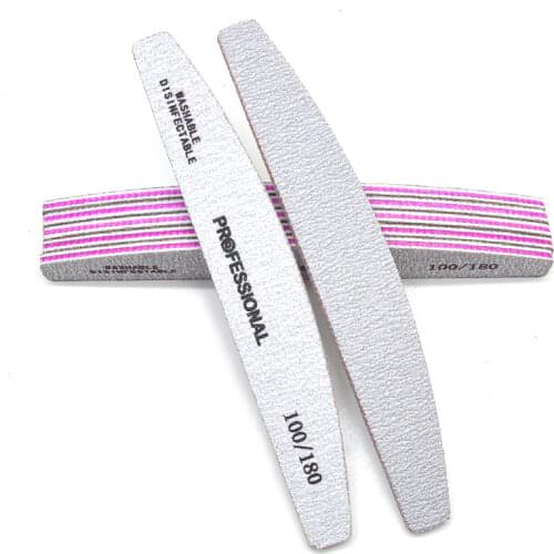 High Quality 5pcs Boat Grey Sanding Nail Files Buffer Disposable 100/180 UV Gel Curve Banana for Nail Art Tips Manicure Set