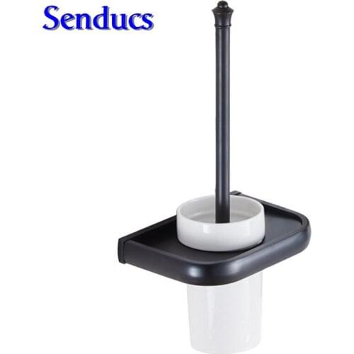 Free shipping High quality black toilet brush holder with cheap price solid brass toilet brusher holder by bronze toilet brusher