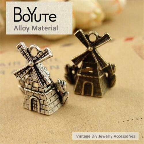 BoYuTe (60 Pieces/Lot) 18*16MM Zinc Alloy Materials Antique Bronze Silver Plated Vintage Style Castle Charms for Jewelry Making
