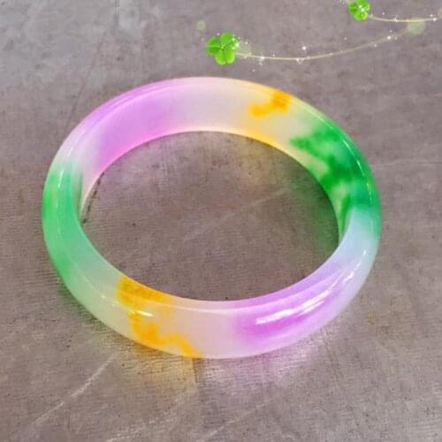 Natural Color Jade Bangle Bracelet Hand-carved Men Women Fine Charm Jewelry Fashion Accessories Lady Round Bangle For Friend