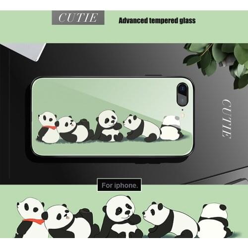 Orange cat Cute panda Cartoon cute Phone Case Tempered Glass For iPhone 12 11 Pro XR XS MAX 8 X 7 6S 6 Plus 12 Pro Max Mini case