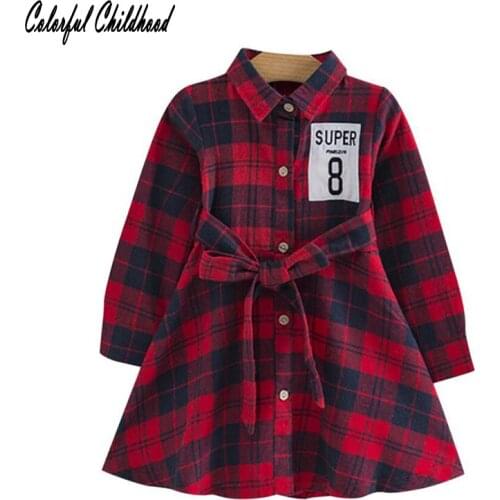 Casual Baby Kids Girls Child Dress cotton Long Sleeve Plaid Party Princess Formal Dresses 2-6y school girls clothes spring fall